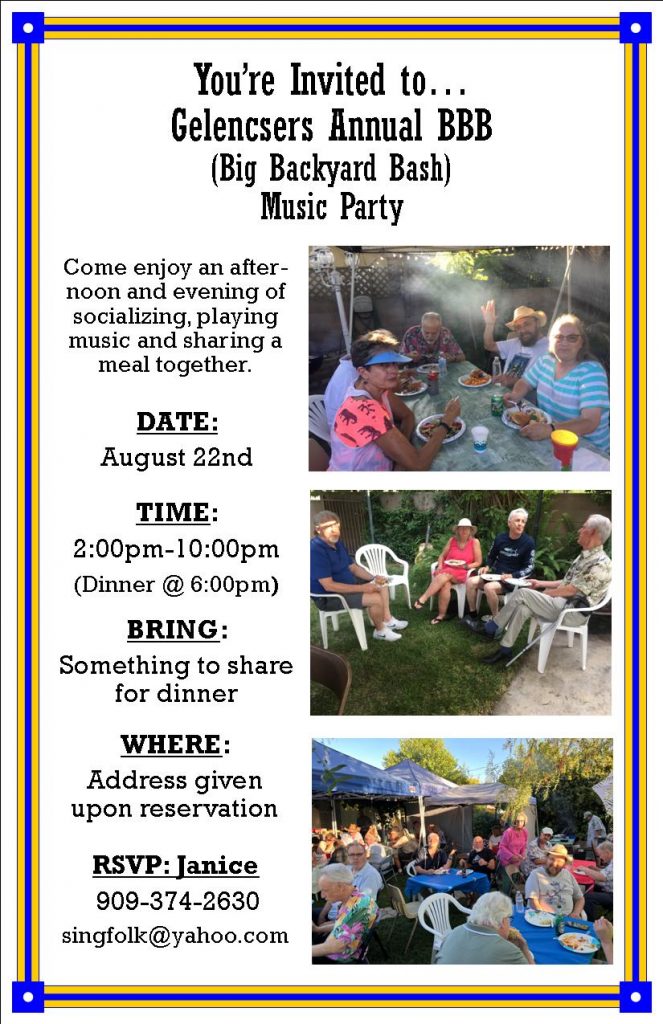 Flyer for Gelencsers Backyard Barbecue 2026