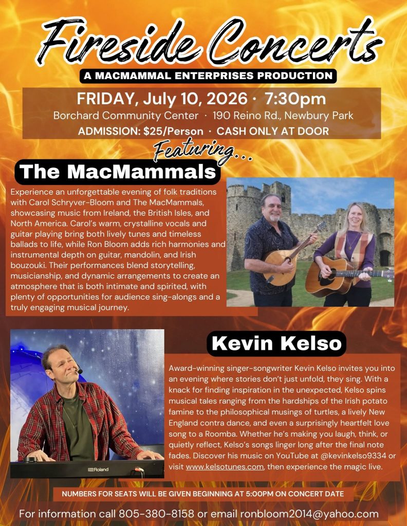 Flyer for the July 2026 Fireside Concerts performance