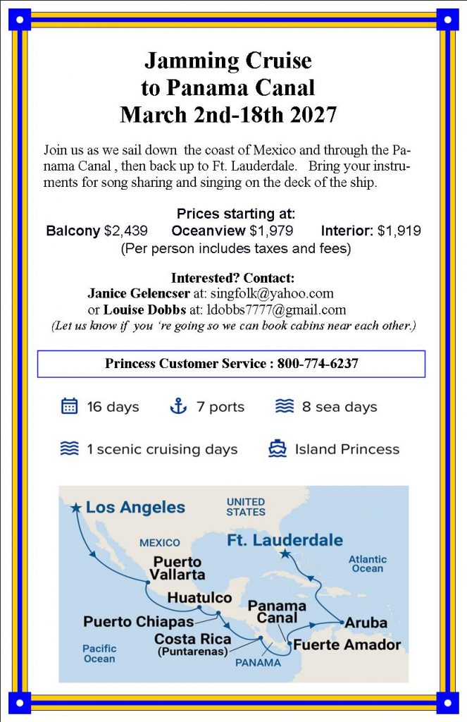 Flyer for 2027 Songmakers Cruise to Panama